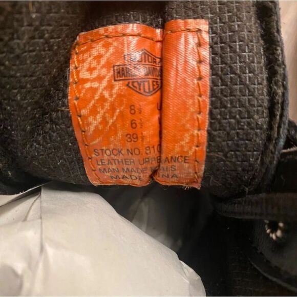HARLEY DAVIDSONMOTORCYCLESWOMENS LEATHERBIKER BOOTS SZ 8.5STRAP LACE UP - Picture 6 of 8